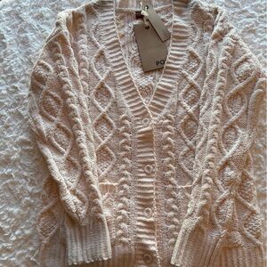 POL Women's Soft Cream Cable Knit Cardigan